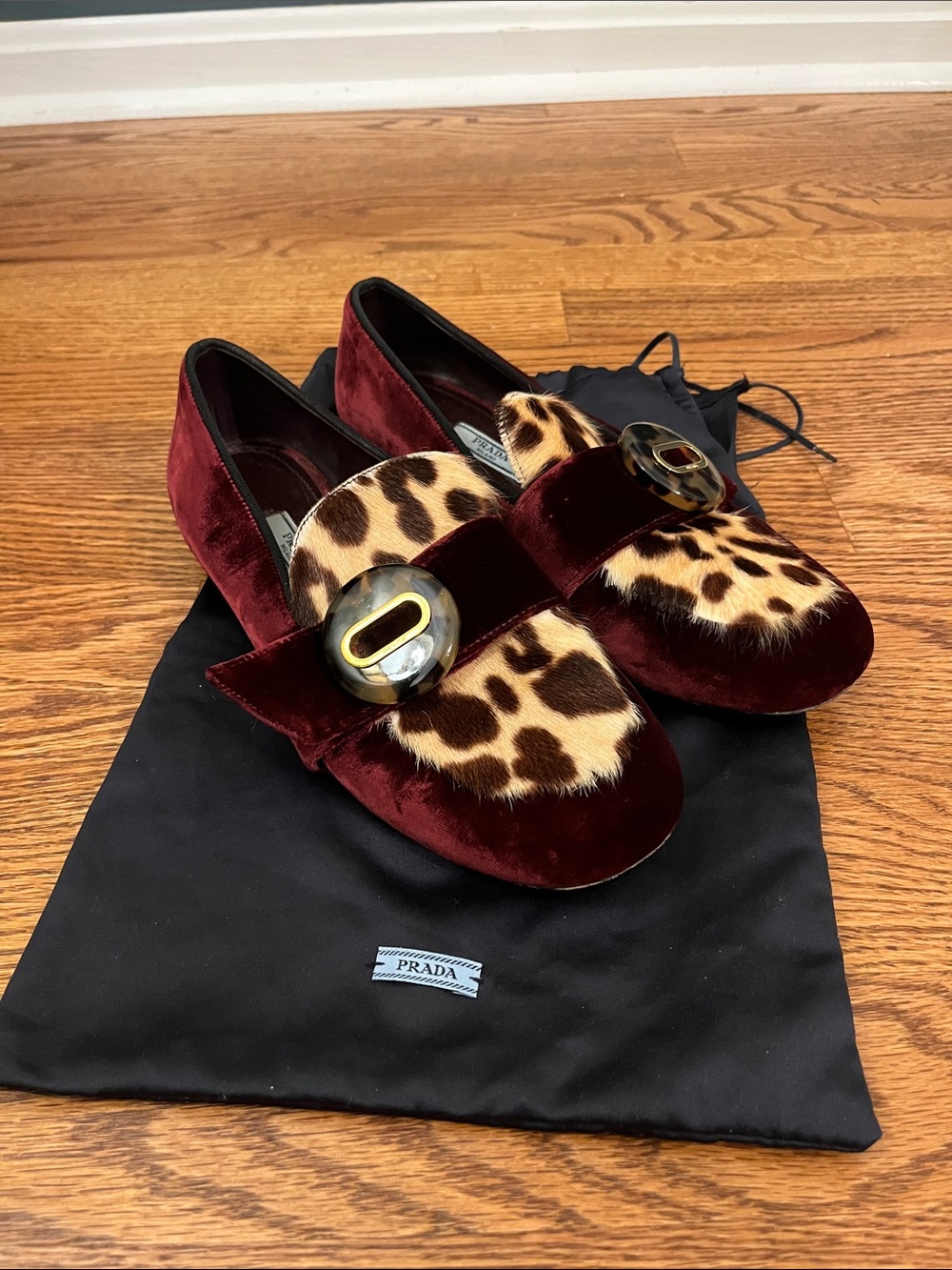 Prada Velvet Leopard-Print Loafers